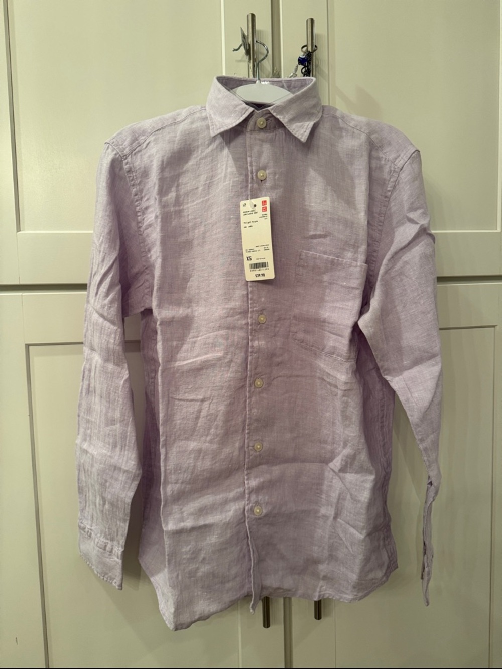 Uniqlo Men's Light Lavender Button-Down Linen Shirt